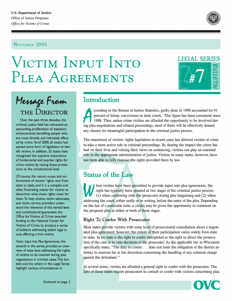 DOJ - Victim INput into plea agreements 1